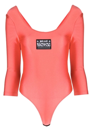 Just Cavalli logo-patch scoop-neck bodysuit - Pink