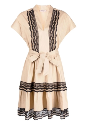 TWINSET lace detail dress - Neutrals