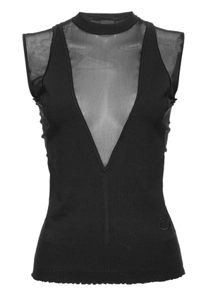 PINKO mock-neck sheer top - Black