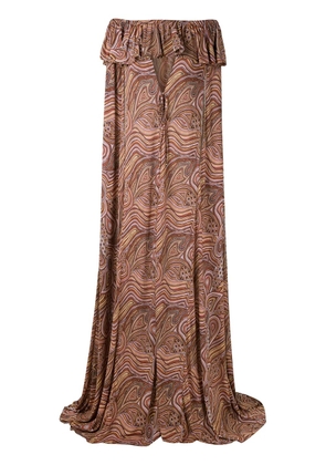 Amir Slama off the shoulder cape dress - Neutrals