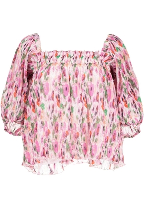 GANNI floral-print smock top - Pink