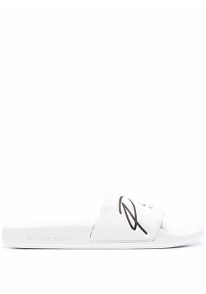Philipp Plein embossed logo slides - White