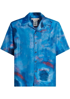 Marni painterly-print silk shirt - Blue