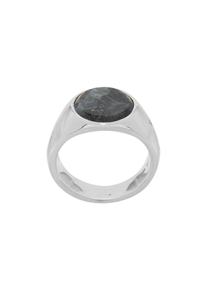 Tom Wood small Flush Larvikite Circle ring - Silver