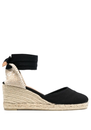 Castañer Carina lace-up wedge espadrilles - Black
