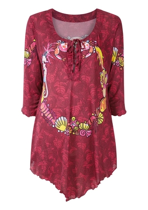 Amir Slama sea-motif lace-up dress - Red