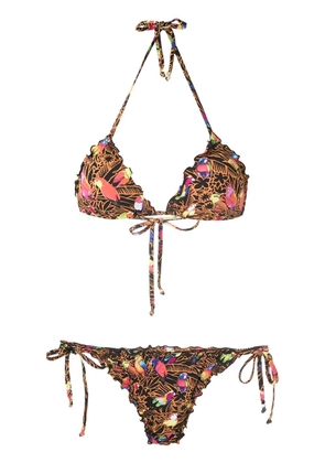 Amir Slama Papagaios printed bikini set - Black