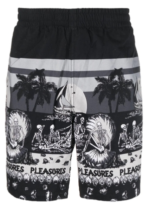 Pleasures graphic-print knee-length shorts - Black