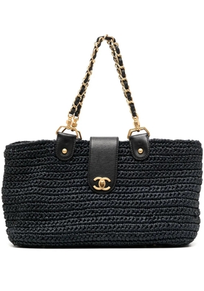 CHANEL Pre-Owned 2005-2006 CC Turn-lock woven tote bag - Black