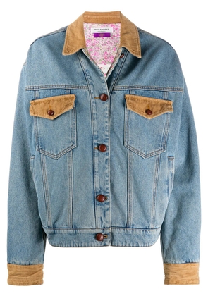 Philosophy Di Lorenzo Serafini corduroy-detail denim jacket - Blue