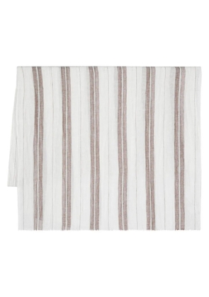 Brunello Cucinelli striped linen-blend scarf - White