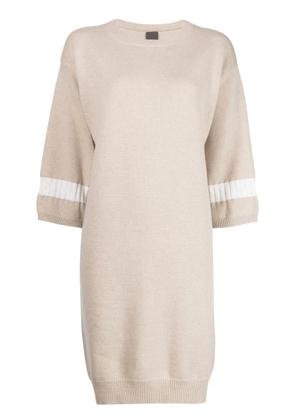 Lorena Antoniazzi stripe-trim detail knit dress - Neutrals