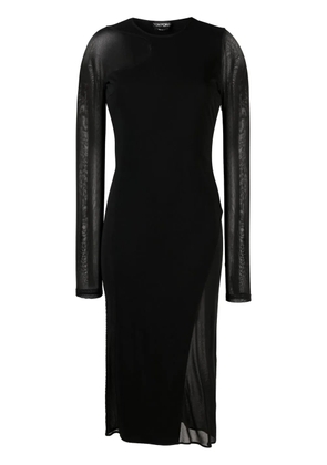 TOM FORD semi-sheer panelled midi dress - Black