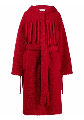 Stella McCartney fringed belted teddy coat - Red