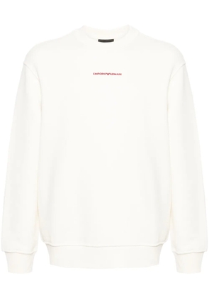 Emporio Armani logo-embroidered cotton sweatshirt - White