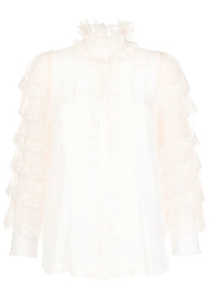 SHIATZY CHEN ruffled mulberry silk blouse - White