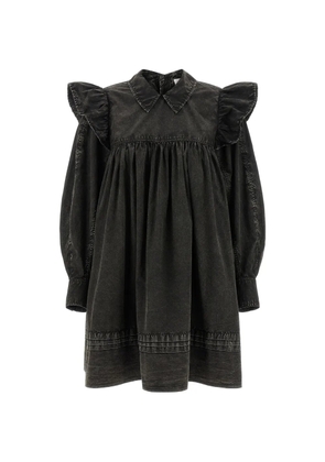 GANNI ruffled-detail mini dress - Black