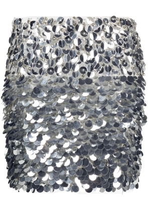 DES PHEMMES high-waisted sequin-embellished skirt - Silver