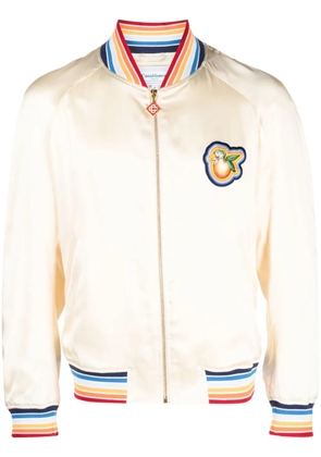 Casablanca logo-patch bomber jacket - Neutrals