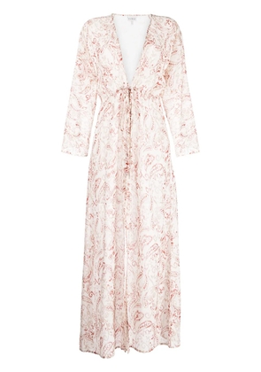 Evarae paisley-print silk maxi dress - White
