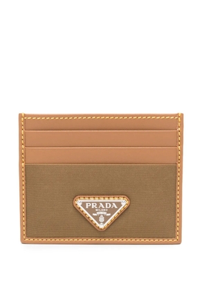 Prada triangle-logo leather cardholder - Brown