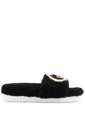 Gucci interlocking G shearling slides - Black