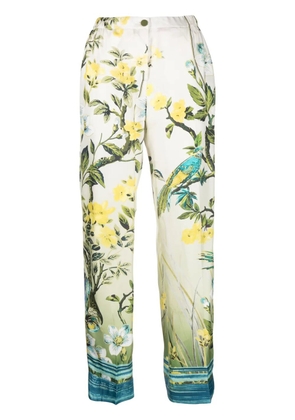 F.R.S For Restless Sleepers floral-print press-crease silk trousers - Neutrals
