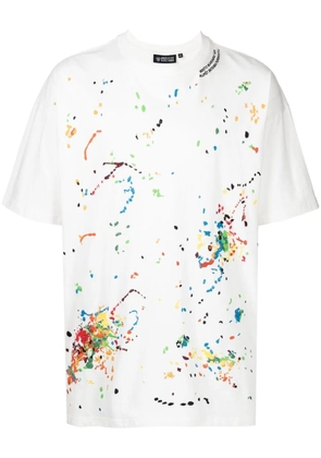 Mostly Heard Rarely Seen Paint-embroidered cotton T-shirt - White