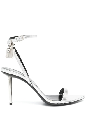 TOM FORD Padlock Pointy Naked 85mm leather sandals - Silver