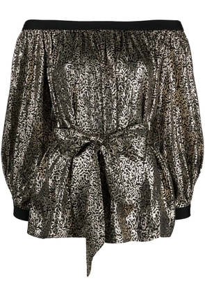 Saint Laurent Pre-Owned 1980s metallic tie-waist blouse - Gold