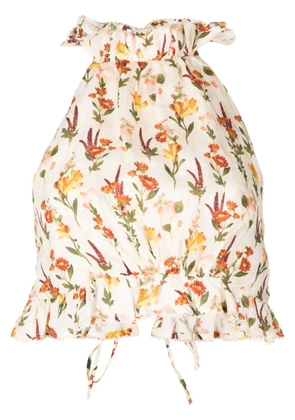 Agua By Agua Bendita Nardo Clementina floral-print cropped top - Neutrals
