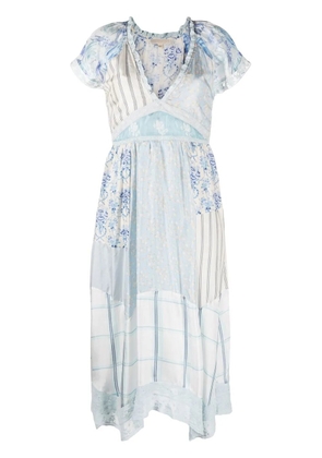 LoveShackFancy patchwork midi dress - Blue