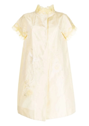 SHIATZY CHEN silk embroidered ruffle-trim coat - Yellow