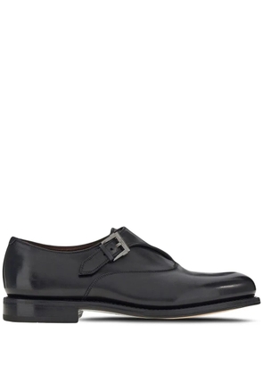 Ferragamo leather buckled monkstrap shoes - Black
