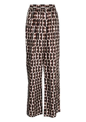 Biyan straight-leg graphic-print trousers - Brown