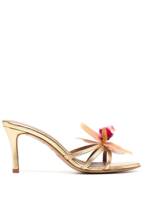 Alameda Turquesa 75mm Cecily flower-appliqué sandals - Gold
