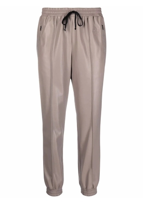 Philosophy Di Lorenzo Serafini cropped faux leather track trousers - Neutrals