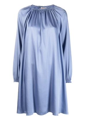 Blanca Vita gathered-detail long-sleeve dress - Blue