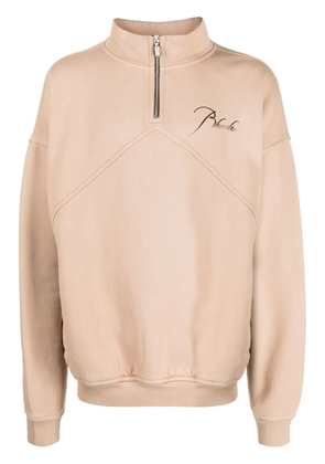 RHUDE logo-embroidered high-neck sweatshirt - Neutrals