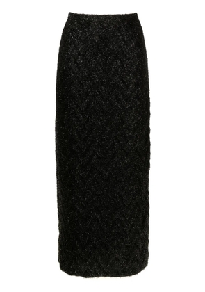 Gloria Coelho high-waisted tinsel midi skirt - Black