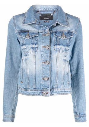 Philipp Plein logo-plaque denim jacket - Blue