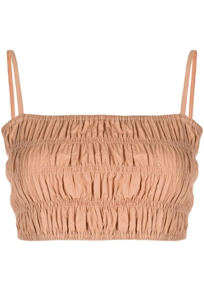 Faithfull the Brand Liya smocked-detail cropped top - Brown