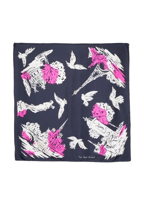 Saint Laurent Pre-Owned 1990s graphic-print silk scarf - Blue