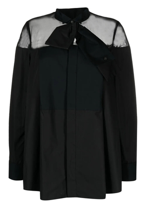 sacai attached-detail sheer-panels shirt - Black