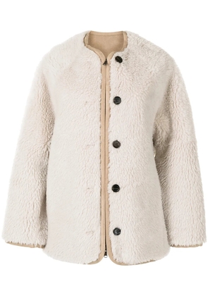 Goen.J faux-shearling oversized jacket - Neutrals
