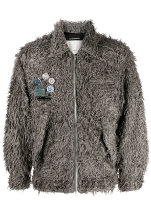 Song For The Mute pain-splatter faux-shearling jacket - Grey