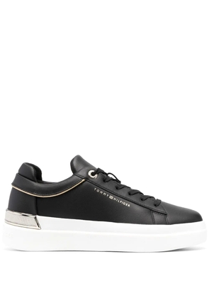Tommy Hilfiger metallic-detail leather sneakers - Black