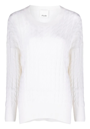 Allude cable-knit long-sleeve jumper - White
