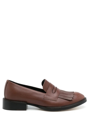 Sarah Chofakian Oxford fringed slip-on shoes - Brown