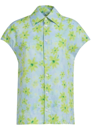 Marni floral-print cotton shirt - Blue